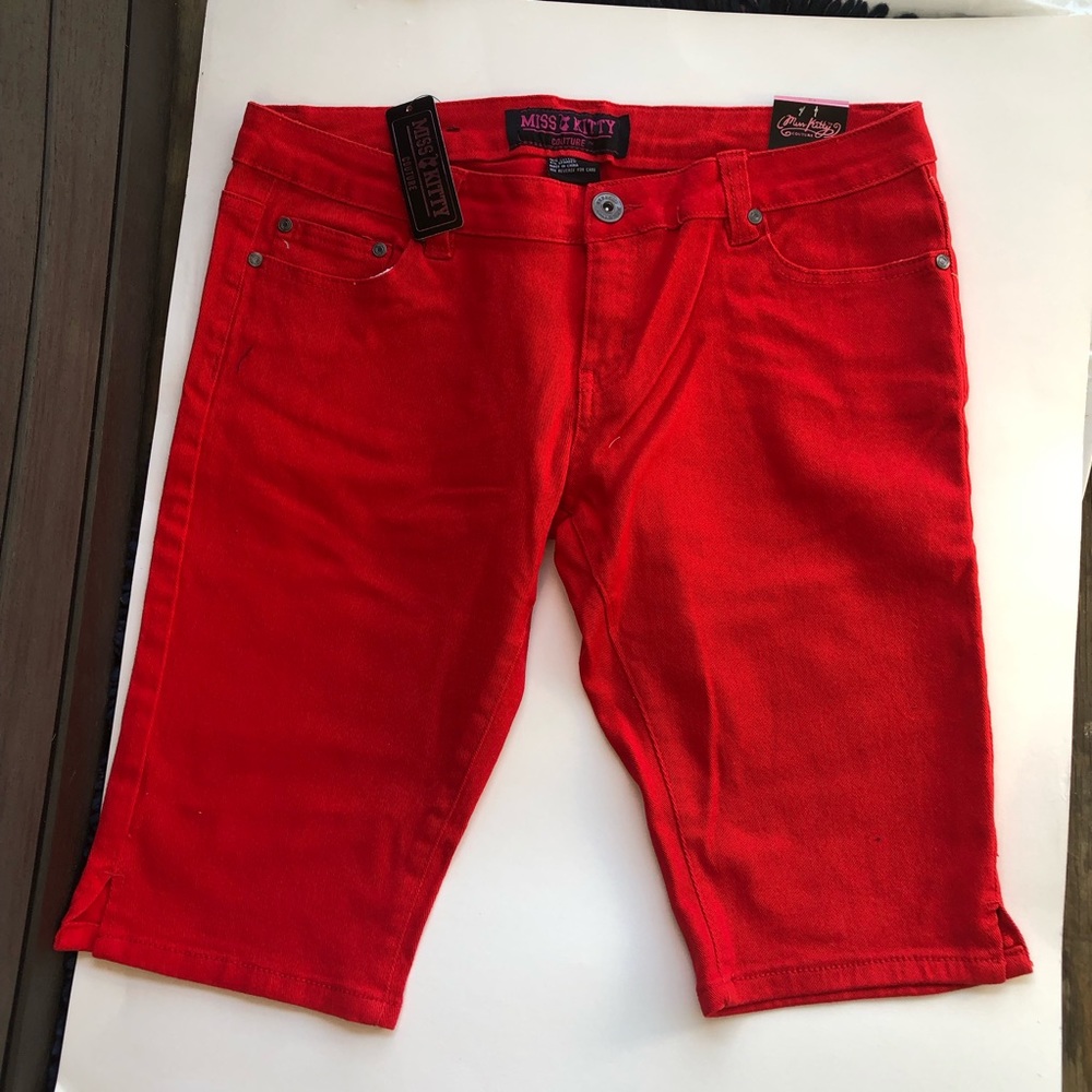 Miss Kitty Couture Red Capri Jeans Size 13